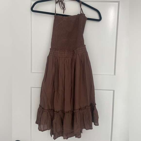 Fashion Nova, Mini Dress, Tie Halter, brown, size small - Picture 3 of 5
